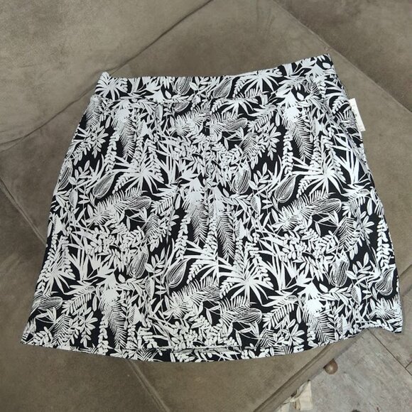 T by Talbots Tropical Leaf Print Stretch Cotton Knit Skort NWT Sz L - Picture 1 of 4